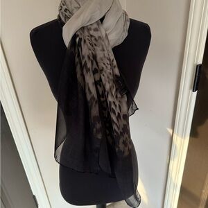 Elegant Black and Gray Animal Print silk  Scarf